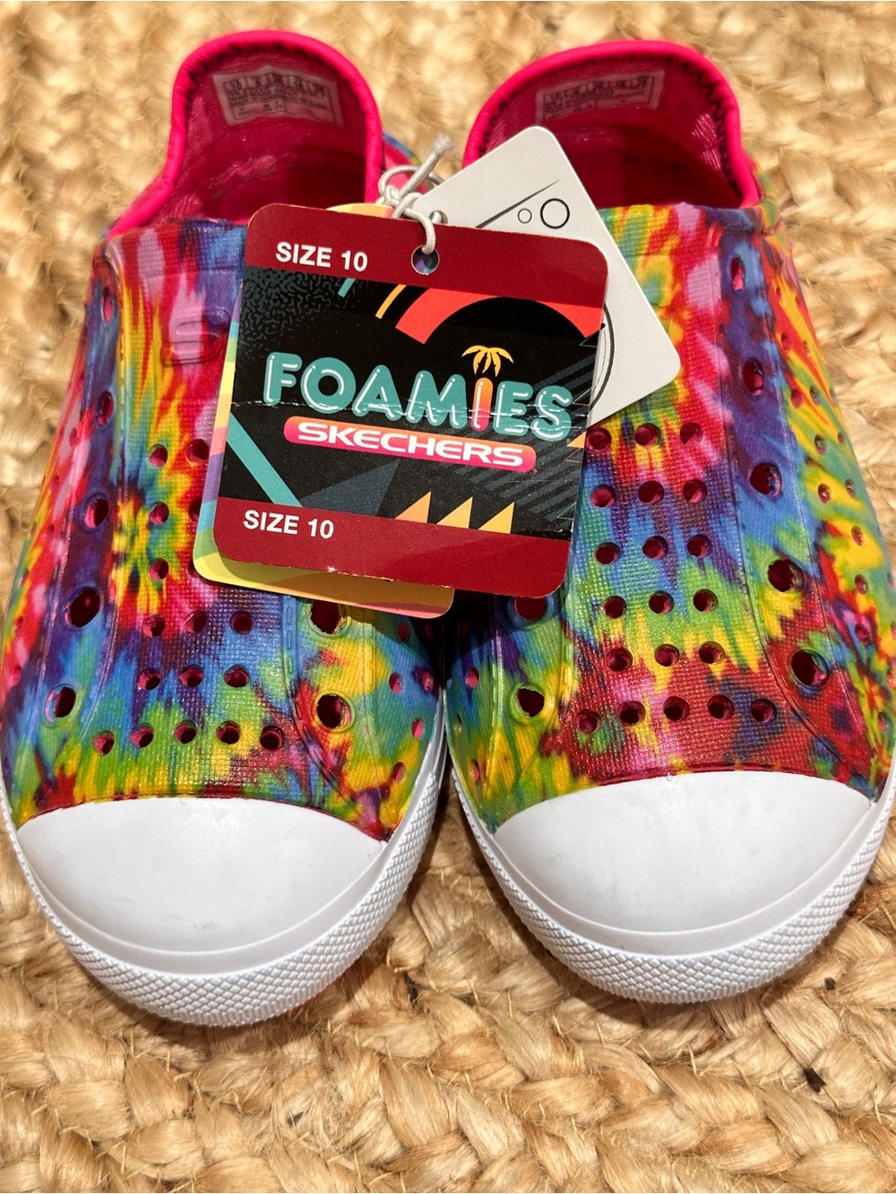 Skechers Kids Tie-Dye Slip-On Foamies Sneakers - Pink, Yellow, Blue, Green, Red